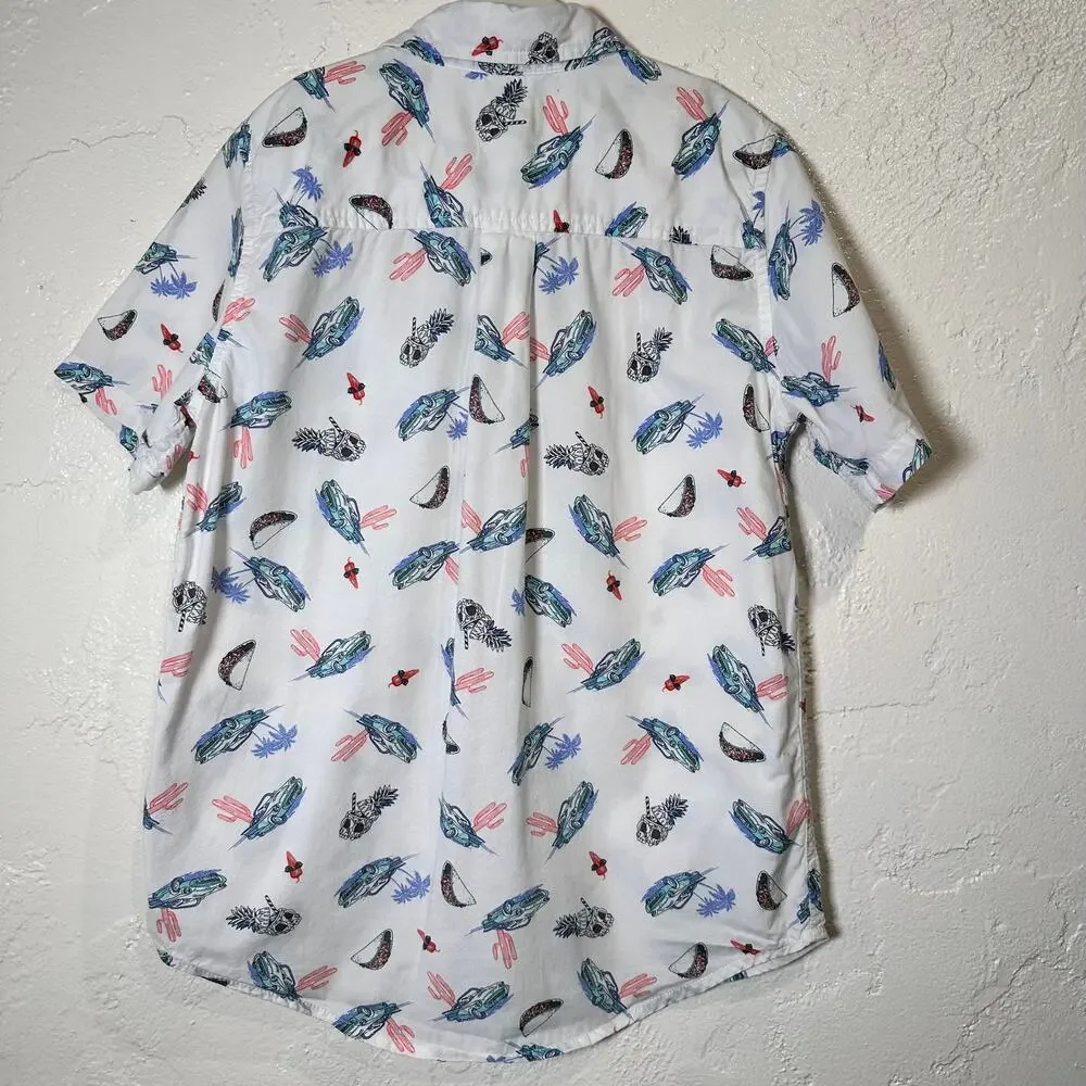 Children's Place Boys Large 10/12 Short Sleeve Button Down Cars Tacos Cactus